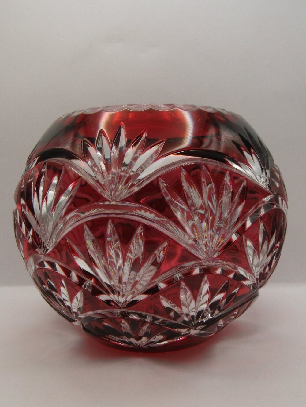 Hand Cut Ruby Red Rose Bowl